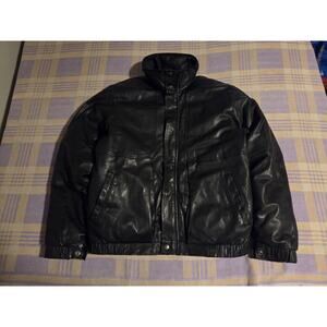 Eddie Bauer Vintage Leather Jacket Goose Down Lined Mens Small 80s 90s Premium